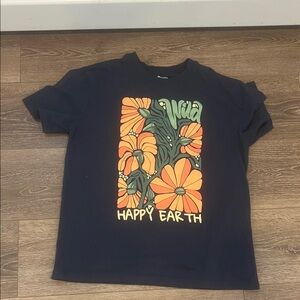 Navy Blue Kids Shirt with Orange Floral Design